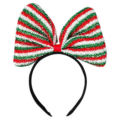 赤&緑&白キラキラビッグリボンカチューシャ