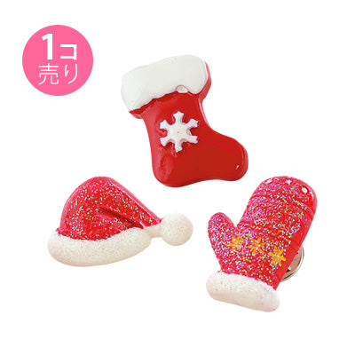 赤/サンタ風モチーフピンバッジ/1個売り