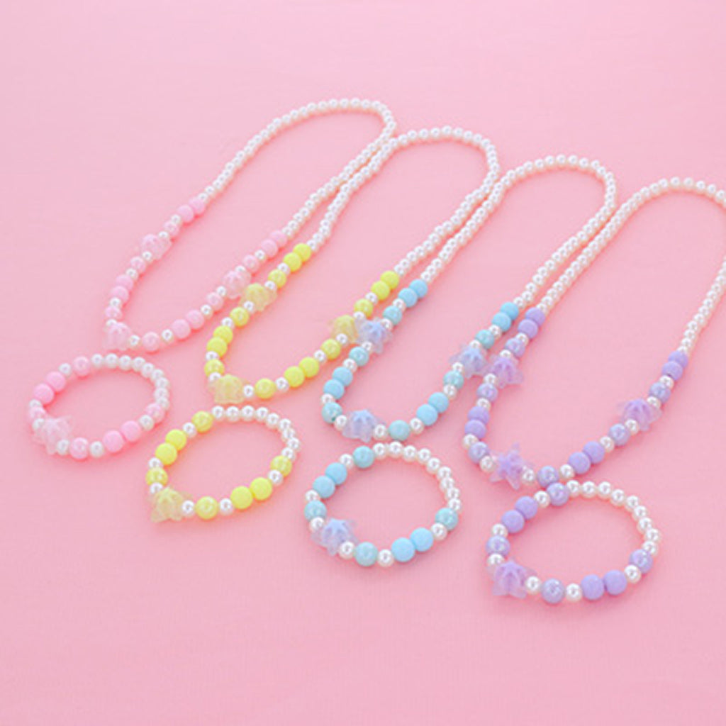 星&パールビーズネックレス&ブレスレット/1セット売り