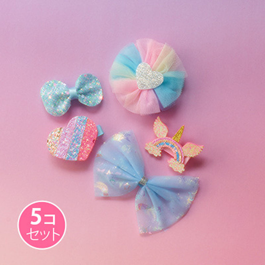 レインボーMIXヘアクリップ/5個セット