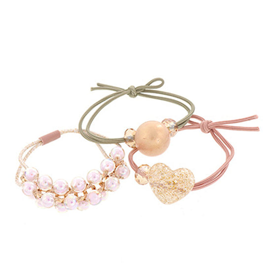 キラキラビーズMIXヘアゴム/3個セット