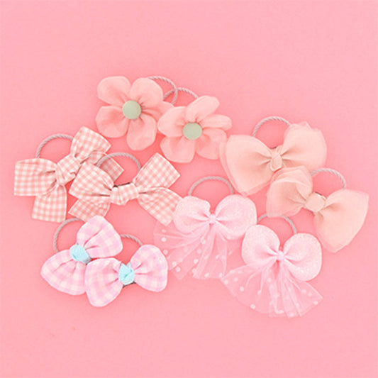 ピンク系/リボン&お花ヘアゴム/10個セット