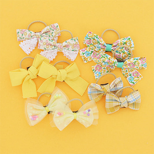 イエロー系/いろいろリボンヘアゴム/10個セット