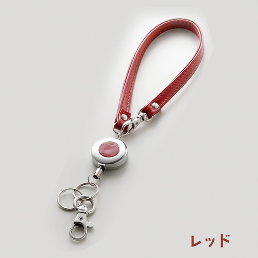 レッド/のびて便利なリールストラップキーホルダー