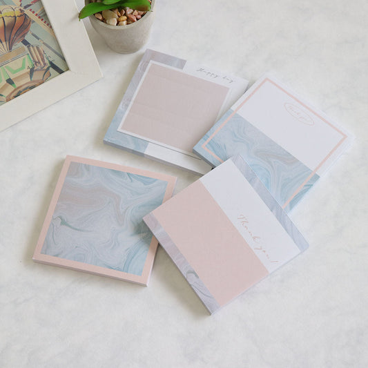 淡色大理石風デザインのスクエアメモ/1個売り
