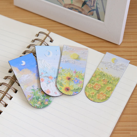 絵画風風景イラストのマグネットしおり/1個売り