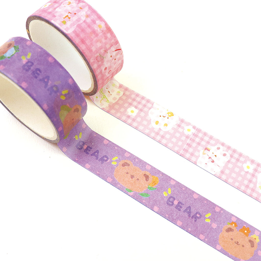 ゆるくてかわいいクマ&うさぎマスキングテープ/1個売り