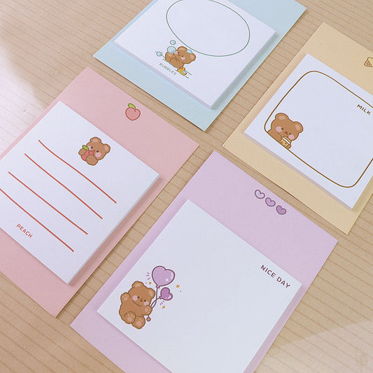 もこもこクマさんパステルカラーはってはがせるメモ/1個売り