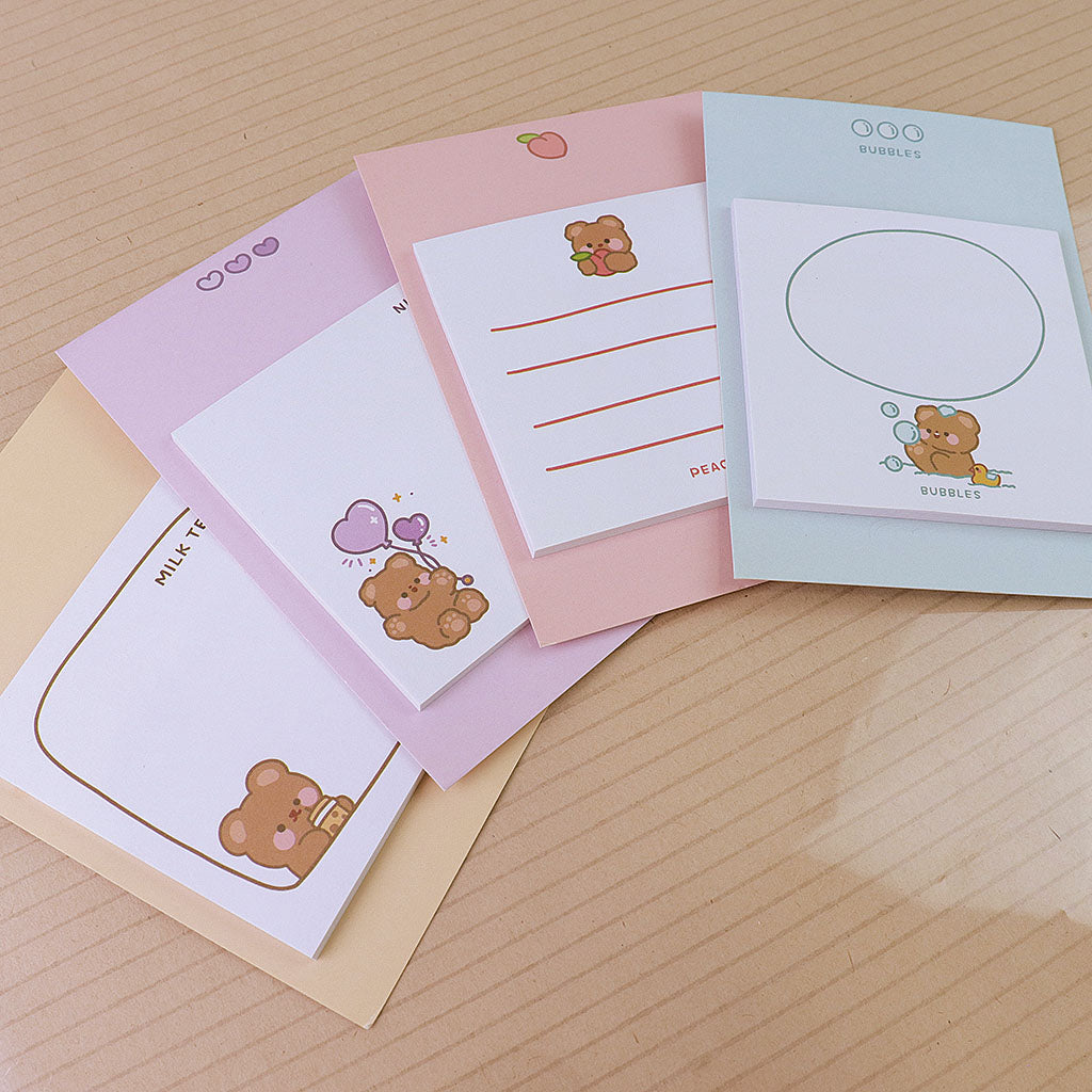 もこもこクマさんパステルカラーはってはがせるメモ/1個売り