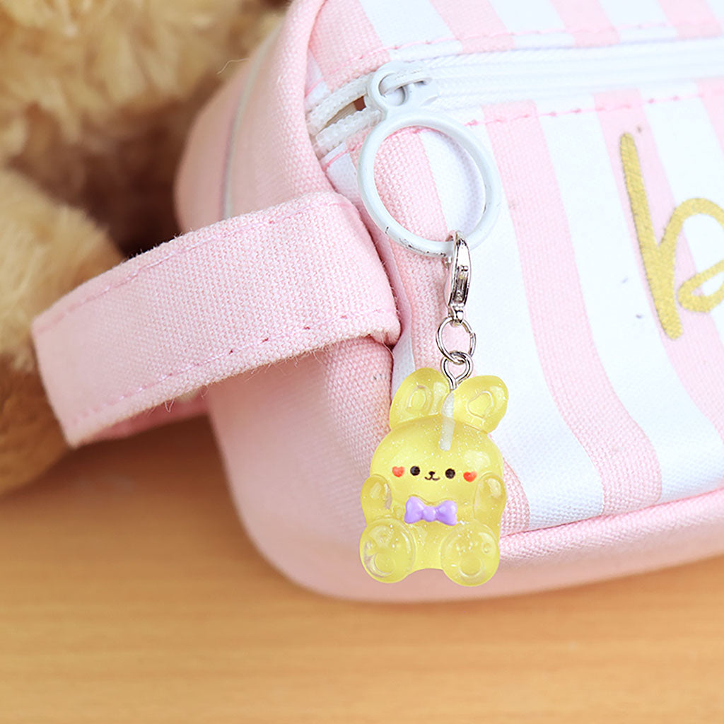 ラメ入りカラフルクマ&うさぎジッパーチャーム/1個売り