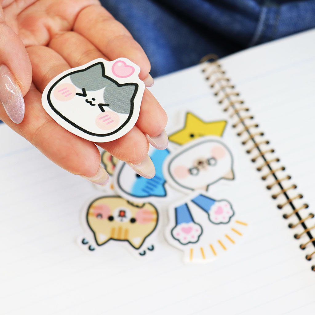 表情いろいろネコフェイスカットシール/7枚セット