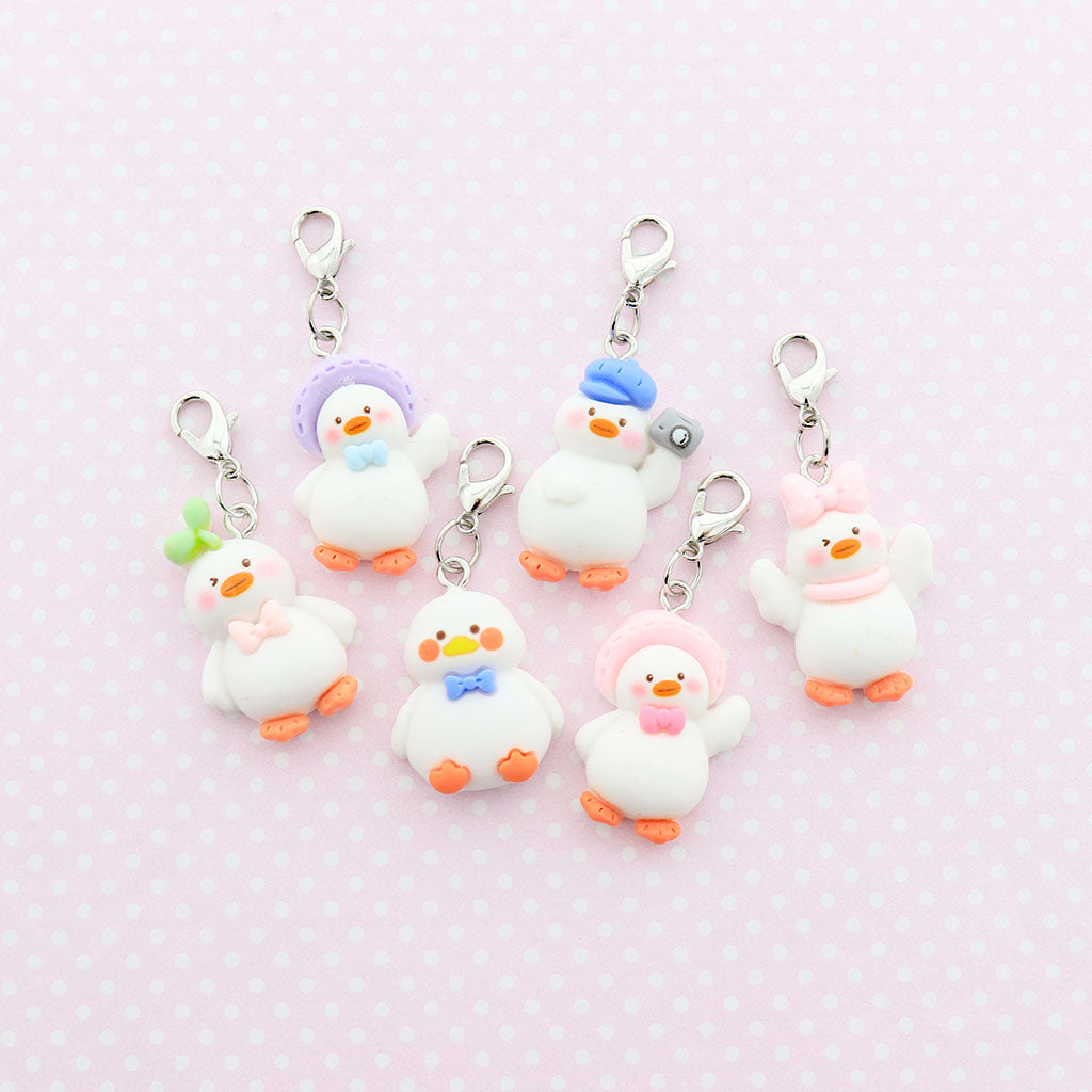 おめかし白アヒルのジッパーチャーム/1個売り