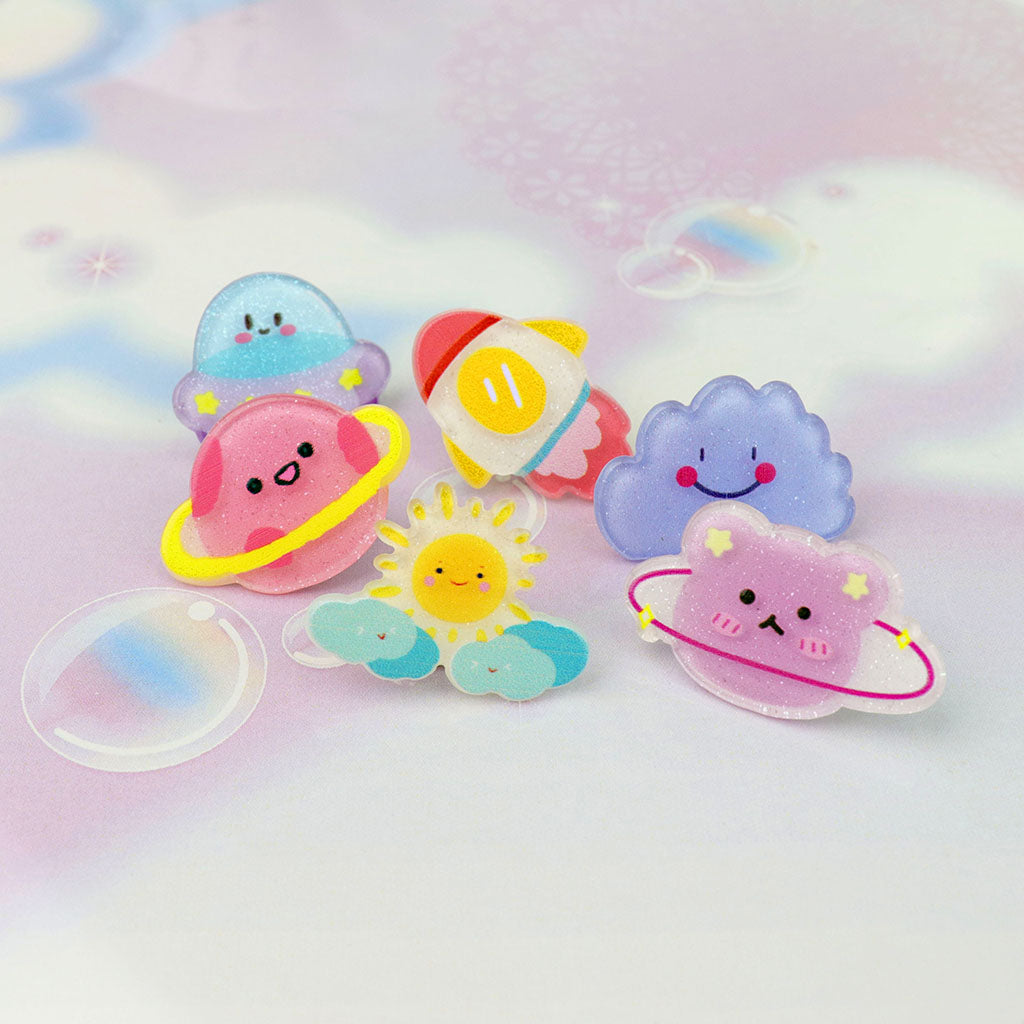 天体系ゆるデザインのピンバッジ/1個売り
