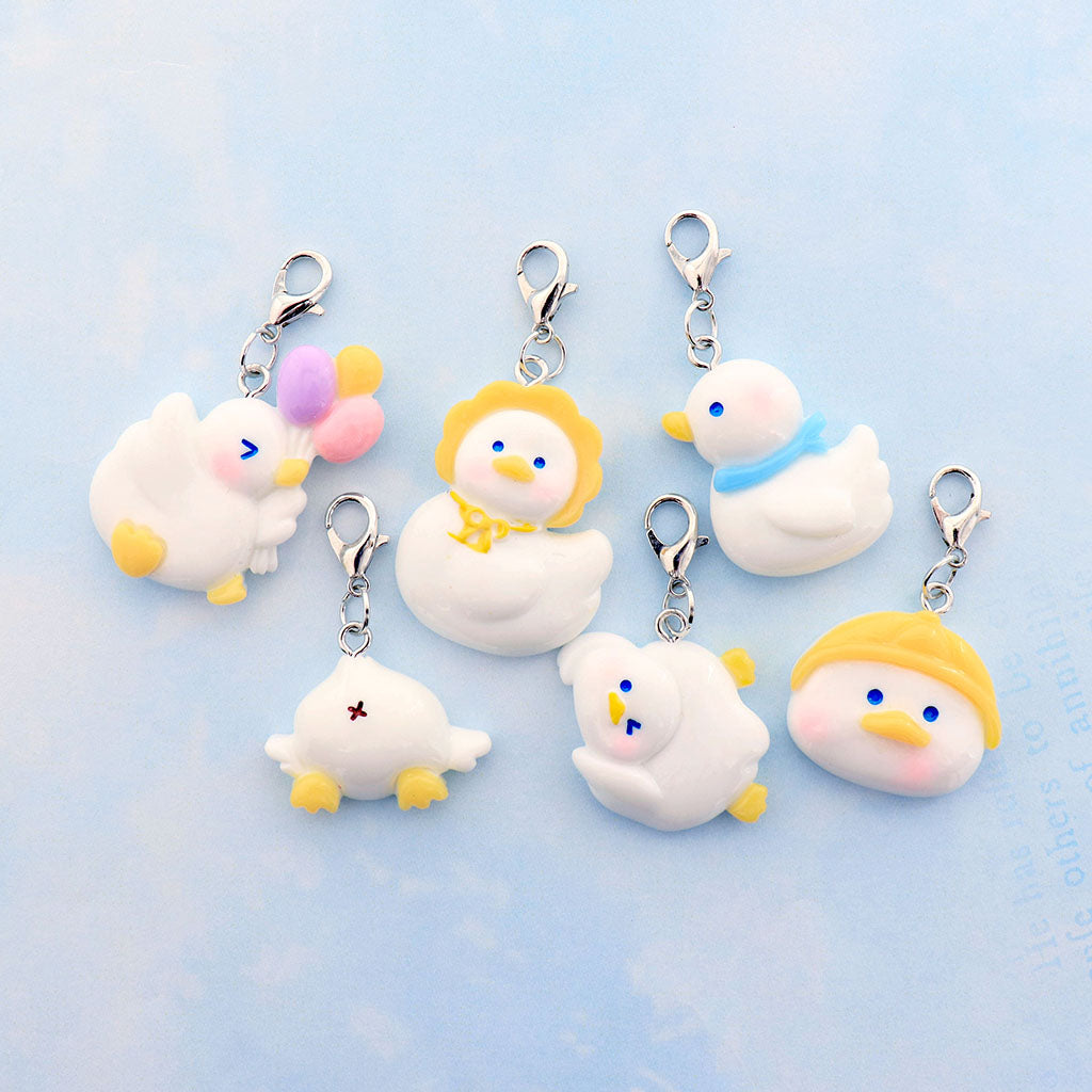 キュートな青い目の白アヒルジッパーチャーム/1個売り