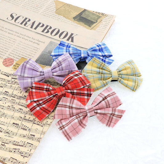 チェック柄リボンヘアクリップ/1個売り