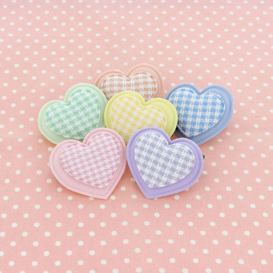 チェック柄ハートミニヘアクリップ/1個売り
