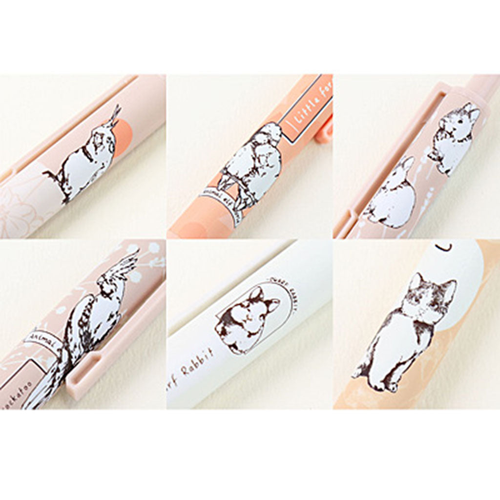 ベージュ系/小動物柄水性ボールペン/1本売り
