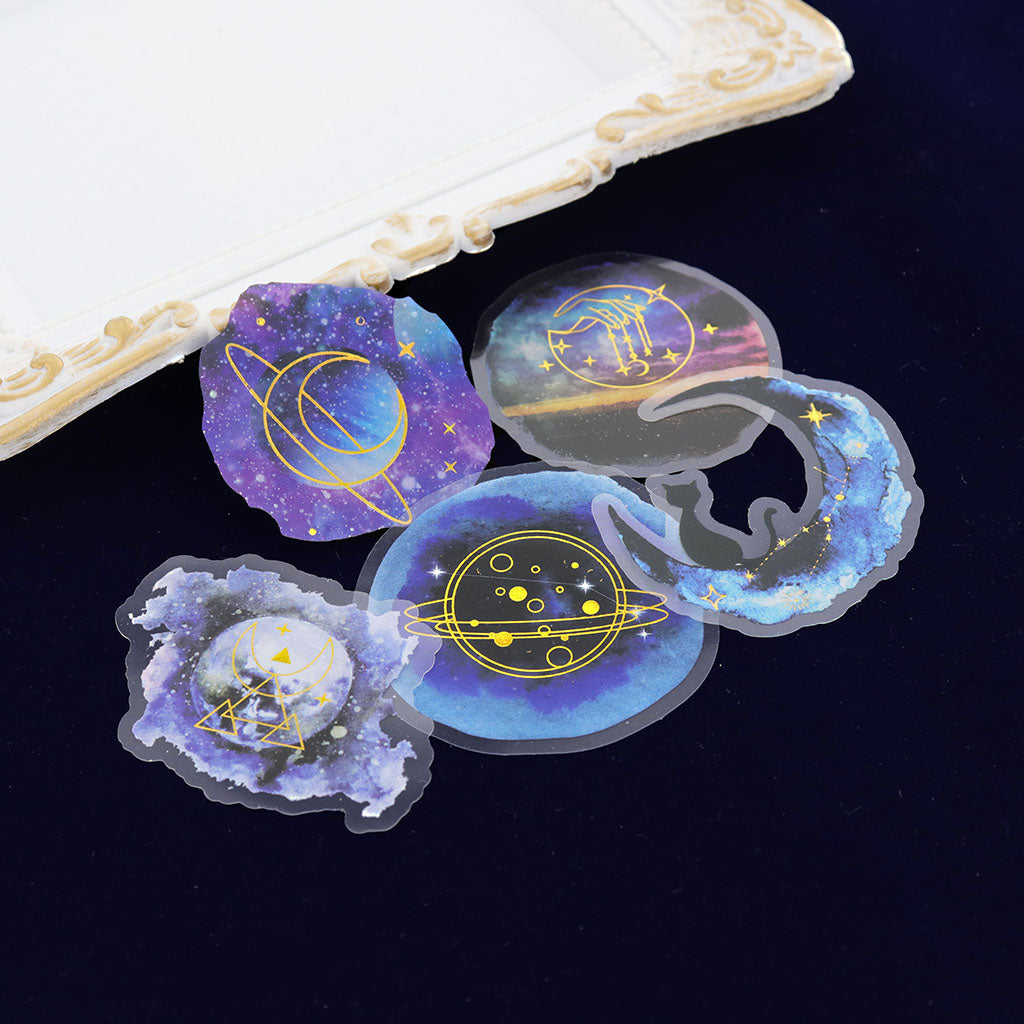 夜空系/金色箔押しカットシール/5枚セットカットシール
