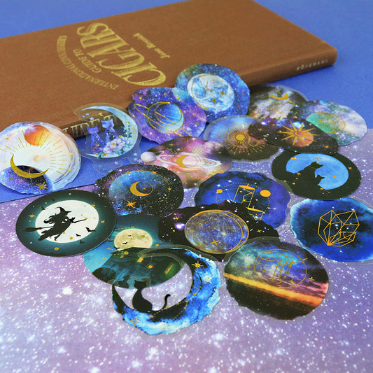 夜空系/金色箔押しカットシール/5枚セットカットシール