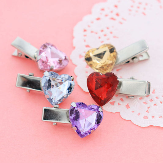 キラキラハートストーンミニヘアクリップ/1個売り