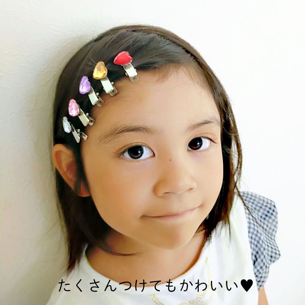 キラキラハートストーンミニヘアクリップ/1個売り