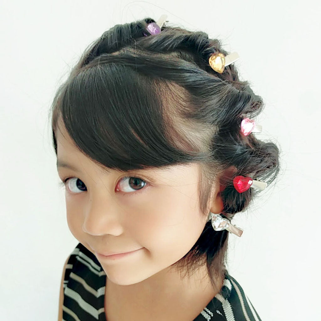 キラキラハートストーンミニヘアクリップ/1個売り