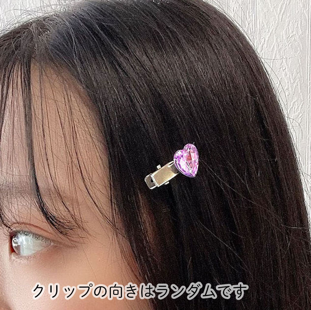 キラキラハートストーンミニヘアクリップ/1個売り