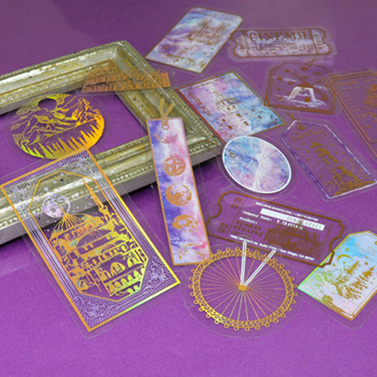 時空旅行/ゴールド箔押しクリアカットシール/5枚セット