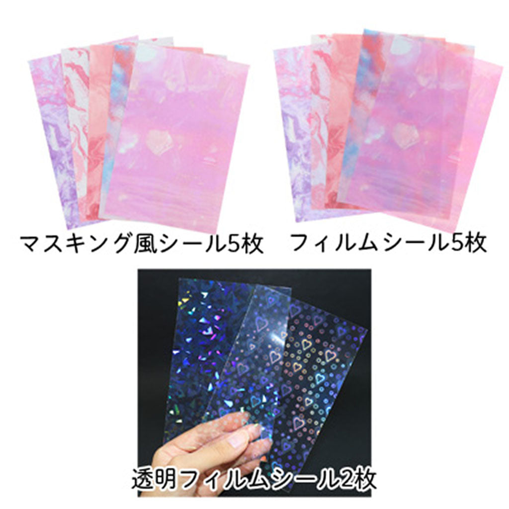 ピンク系/ホログラム&いろいろデザイン背景シール/12枚セット