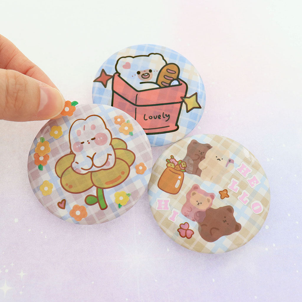 チェック柄缶バッジ/1個売り