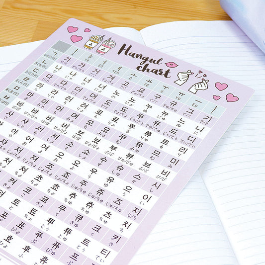 パープル/オルチャン風ハングル(反切)表下敷き