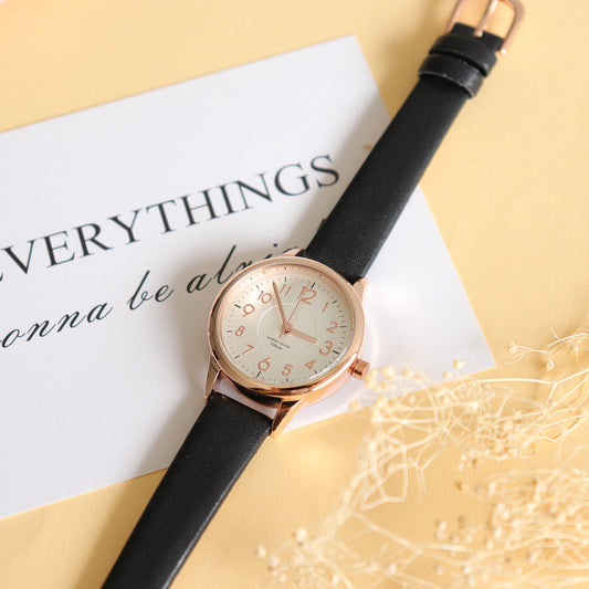 ブラック/シンプルガーリー防水腕時計