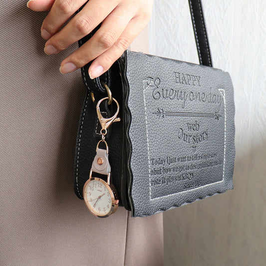 ライトグレー&ピンクゴールド/キーチェーンウォッチ