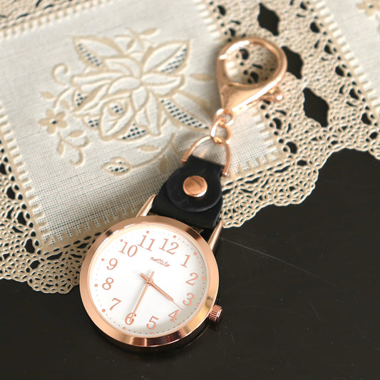 ブラック&ピンクゴールド/キーチェーンウォッチ