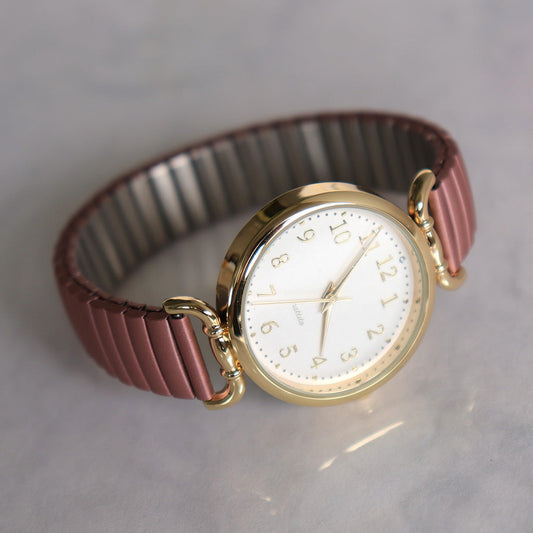 ピンク/じゃばらバンドらくらく高見え腕時計