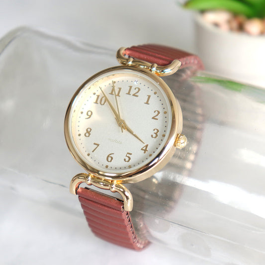レッド/じゃばらバンドらくらく高見え腕時計