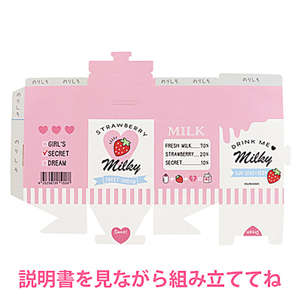 ピンク/組み立て式いちごミルク型貯金箱