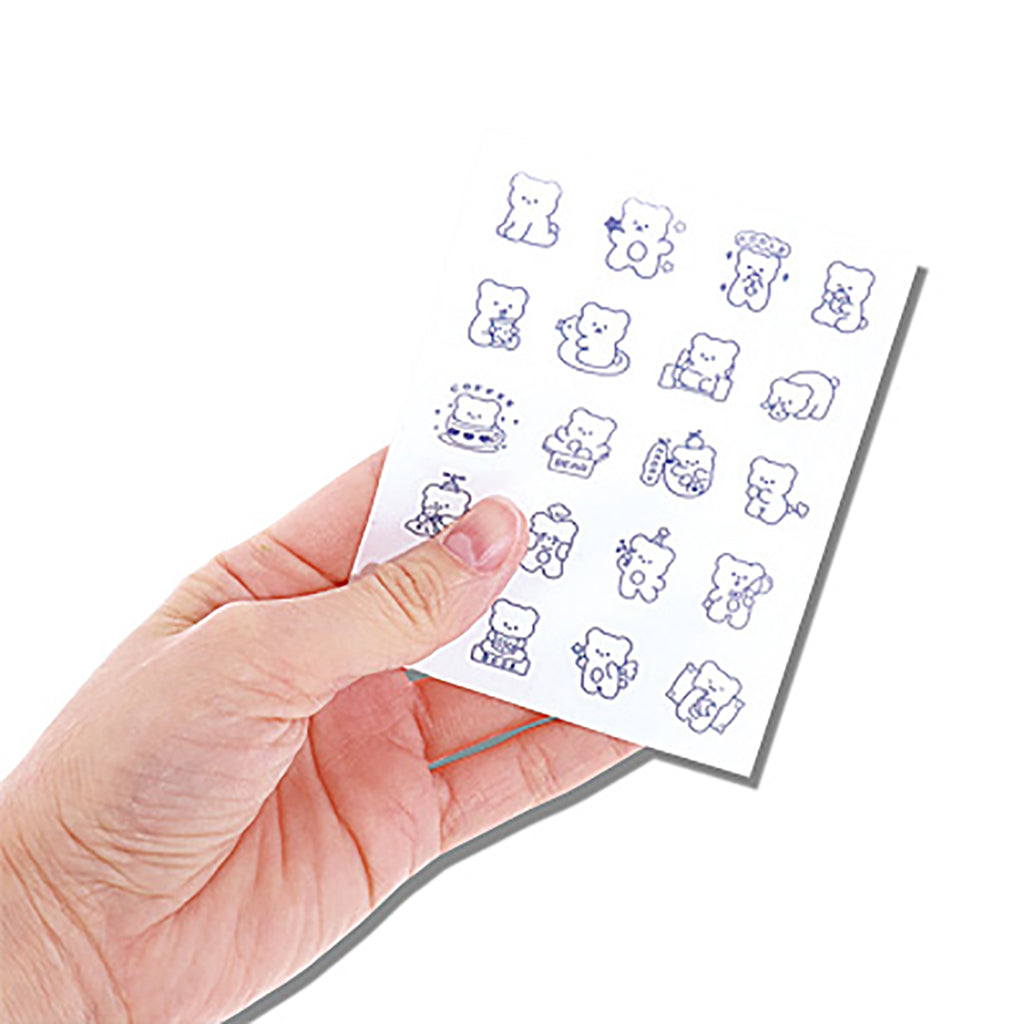 ゆるいクマ&ウサギのワントーンシール/1枚売り