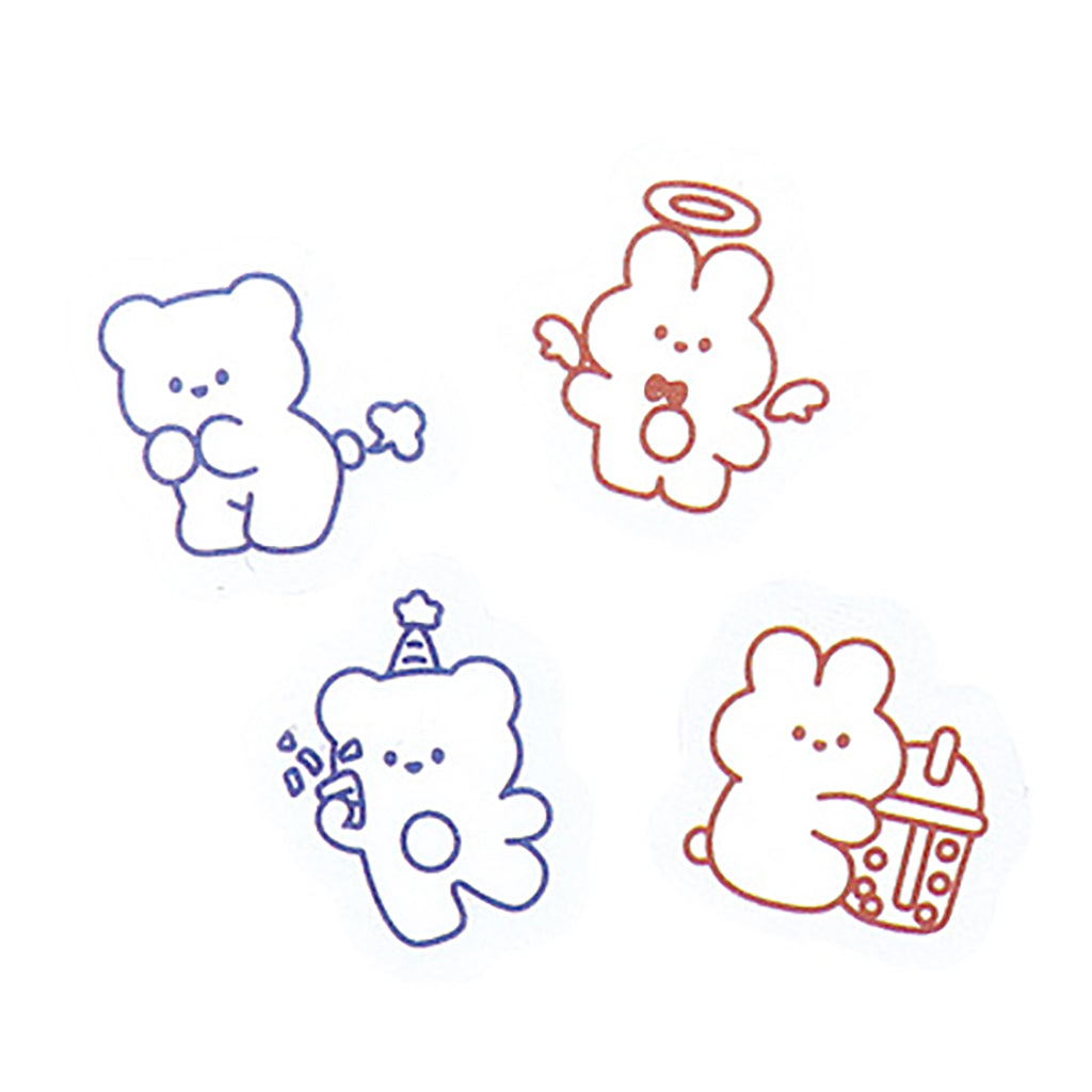 ゆるいクマ&ウサギのワントーンシール/1枚売り