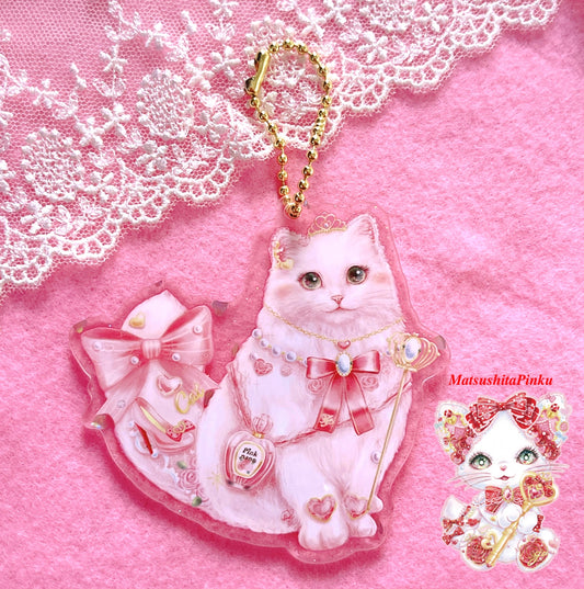 キラキラ夢とラメハートのお姫様のための特別な結びつきRadiant猫ちゃん（アクリルキーホルダー）