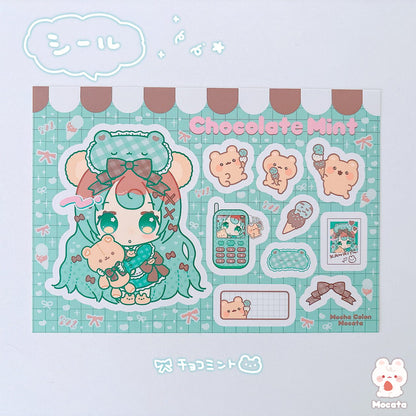 チョコミントな女の子 シール／イラストレーターもか汰