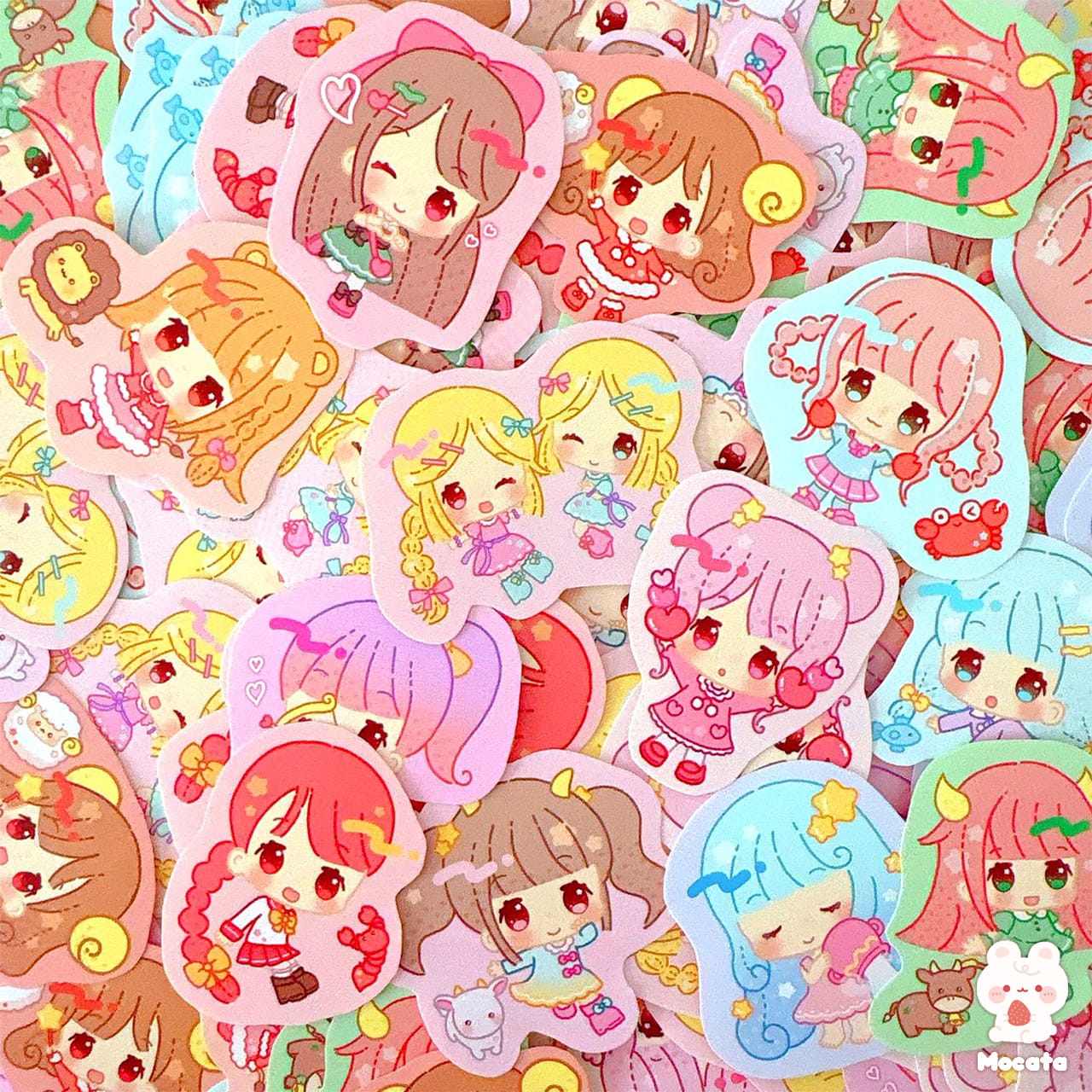 12星座の女の子フレークシール／イラストレーターもか汰