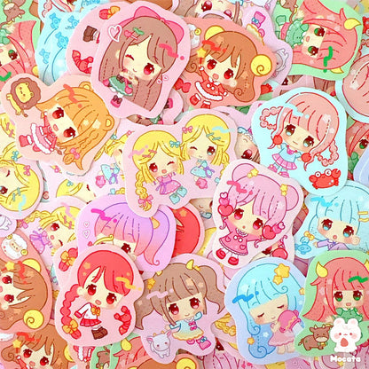 12星座の女の子フレークシール／イラストレーターもか汰