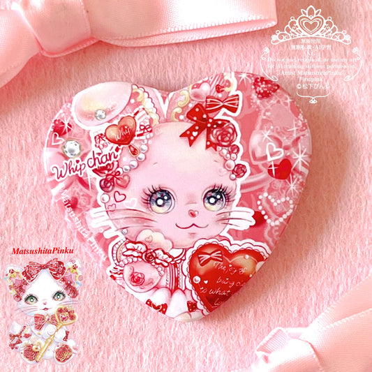 ラブリーLOVEホイップちゃんの乙女なハート缶バッジ （ハート缶バッジ）/イラストレーター松下ぴんく