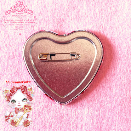 ラブリーLOVEホイップちゃんの乙女なハート缶バッジ （ハート缶バッジ）/イラストレーター松下ぴんく