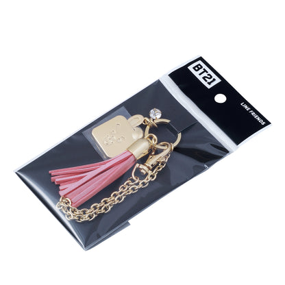 BT21 COOKY　フリンジ付きゴールドメタルバッグチャーム