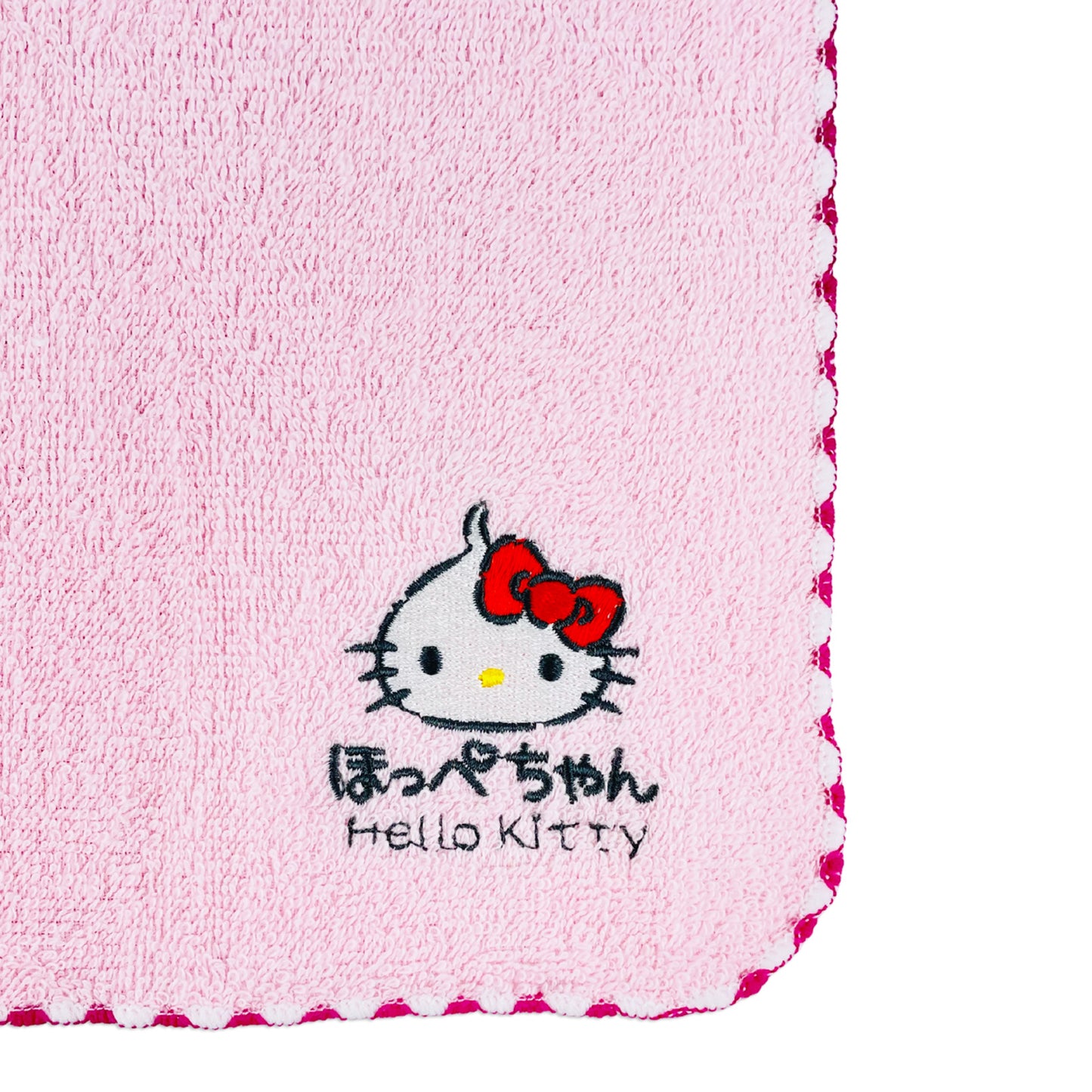 Hello Kitty ハローキティ 刺繍タオル ほっぺちゃん／ピンク