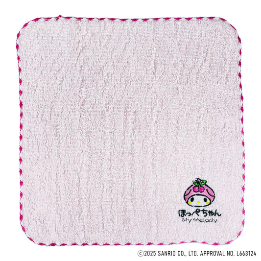 My Melody マイメロディ 刺繍タオル ほっぺちゃん／薄ピンク