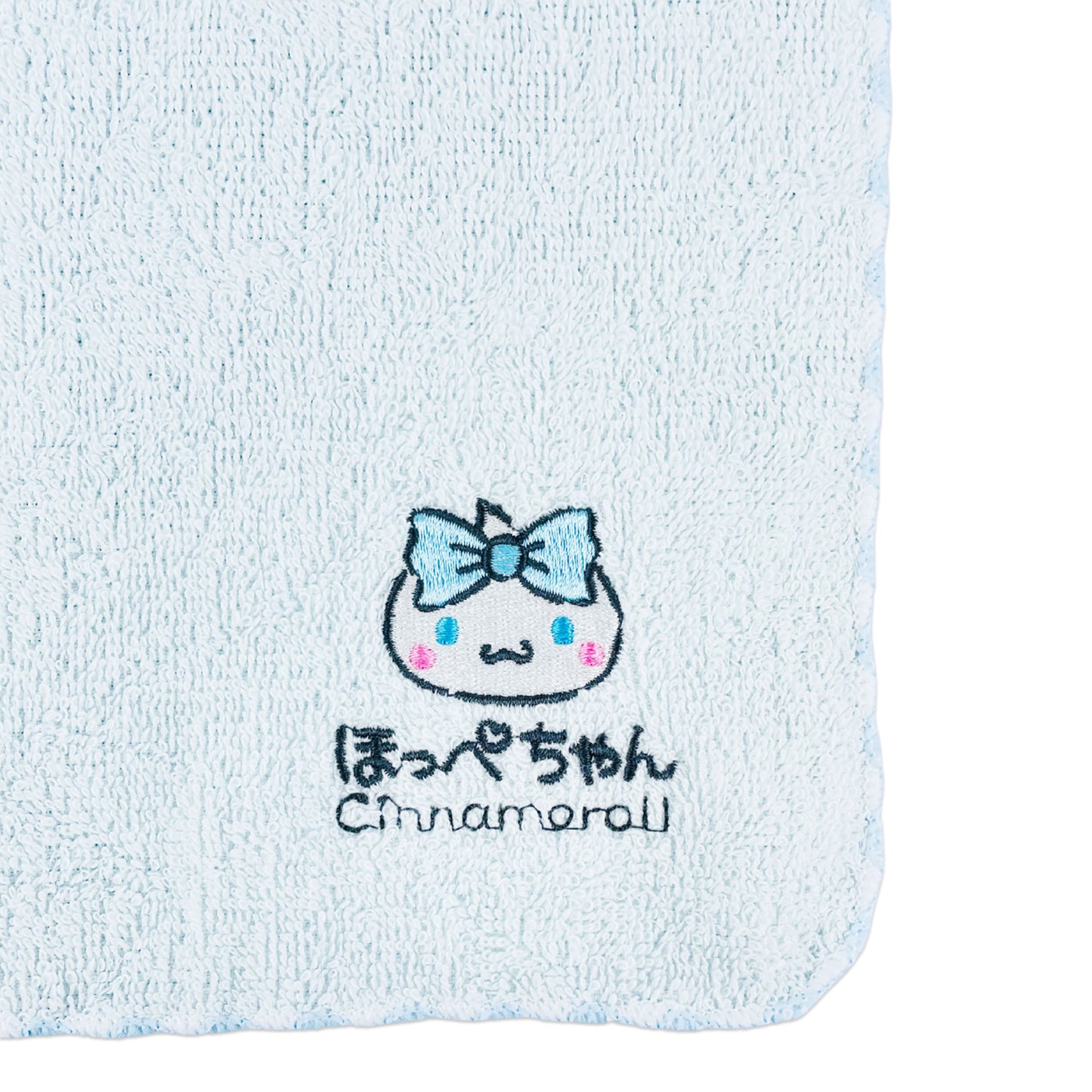 Cinnamoroll シナモロール 刺繍タオル ほっぺちゃん／白水色