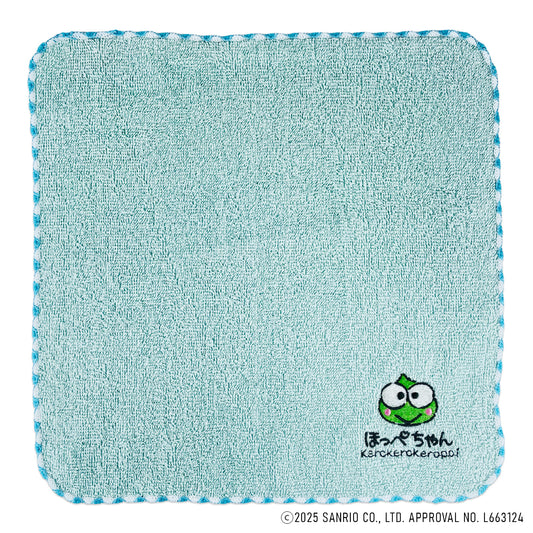 Kerokerokeroppi けろけろけろっぴ 刺繍タオル ほっぺちゃん／ミントグリーン